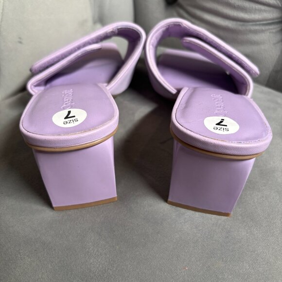 Open Edit Lavender Fabric Block Heel Sandals – Women’s Size 7 - Picture 8 of 9